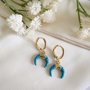 Cayman Turquoise Huggie Hoop Earrings Wisteria London